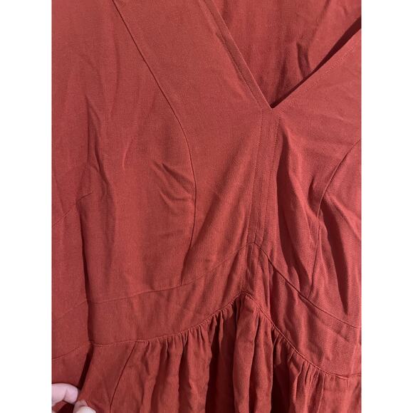 TORRID Long Sleeve Babydoll Rayon V Neck Blouse Spice Red size 2 - Picture 5 of 7